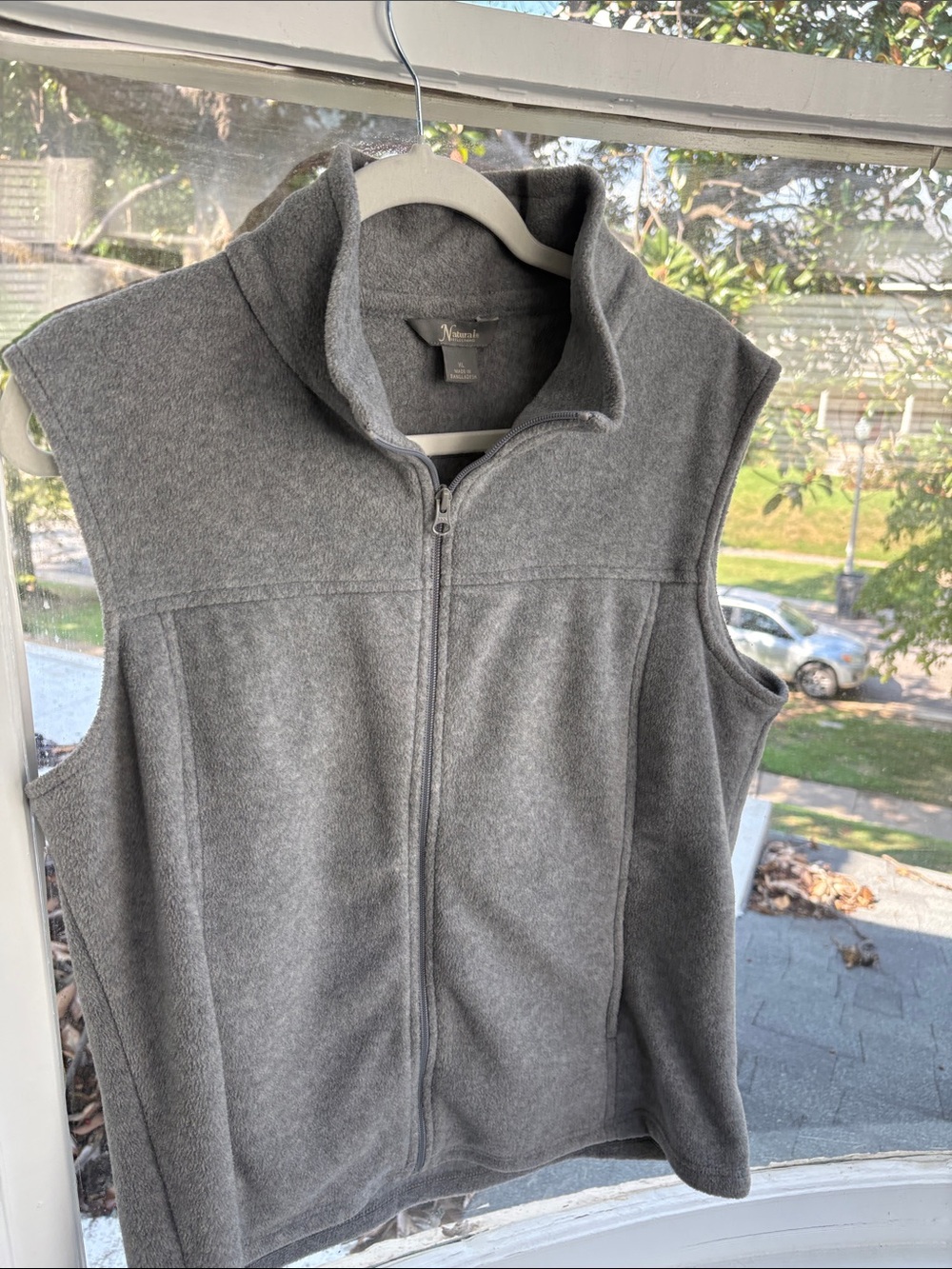 Natural Reflections Gray Fleece Zip-Up Vest